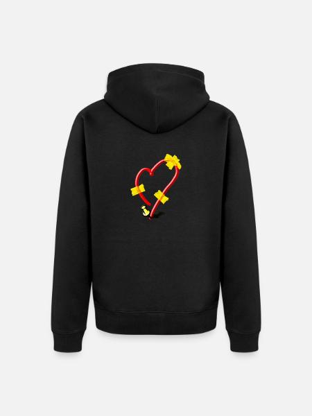 Gepatchtes Herz - Unisex Premium Bio Zip Hoodie - Schwarz