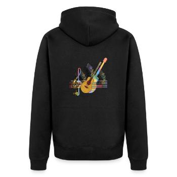Gitarre - Unisex Premium Bio Zip Hoodie - Schwarz - Hinten - Nico (187cm)