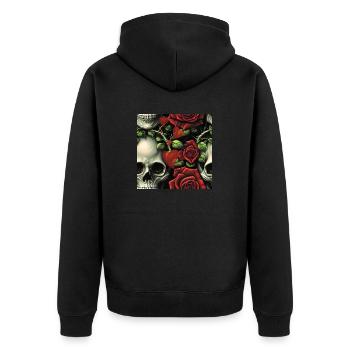 Skull Heart Roza Photo - Veste à capuche bio Premium Unisexe - noir - Dos - Nico (187cm)