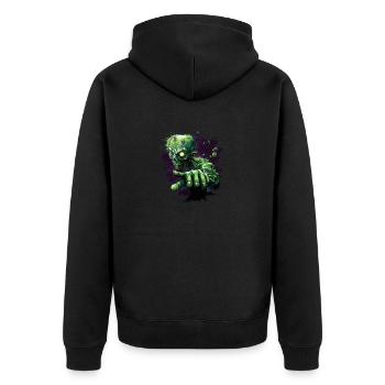 Green zombie - Unisex Premium Organic Zip Hoodie - black - Back - Nico (187cm)