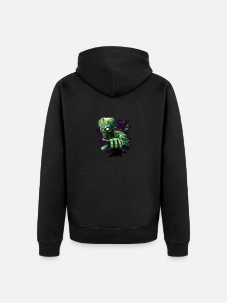 Green zombie - Unisex Premium Organic Zip Hoodie - black
