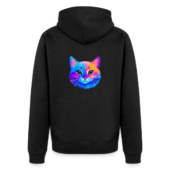 Katze Katzenhaar Haustier Kätzchen Hauskatze Kater - Unisex Premium Bio Zip Hoodie - Schwarz - Hinten - Nico (187cm)