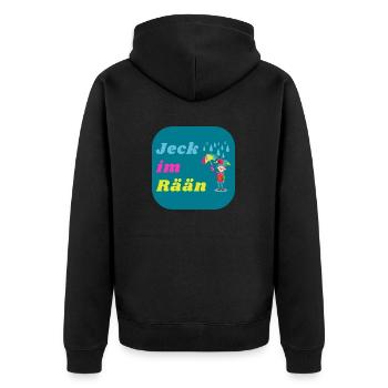 Jeck im Rään Regen Köln Kölsch Kölle Clown - Unisex Premium Bio Zip Hoodie - Schwarz - Hinten - Nico (187cm)