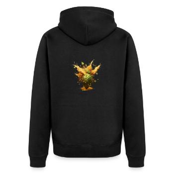 Hopfen explodiert und Craft Bier spritzt - Unisex Premium Bio Zip Hoodie - Schwarz - Hinten - Nico (187cm)
