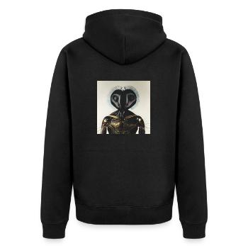 Fotografisches Portrait Humanoides Insekt - Unisex Premium Bio Zip Hoodie - Schwarz - Hinten - Nico (187cm)