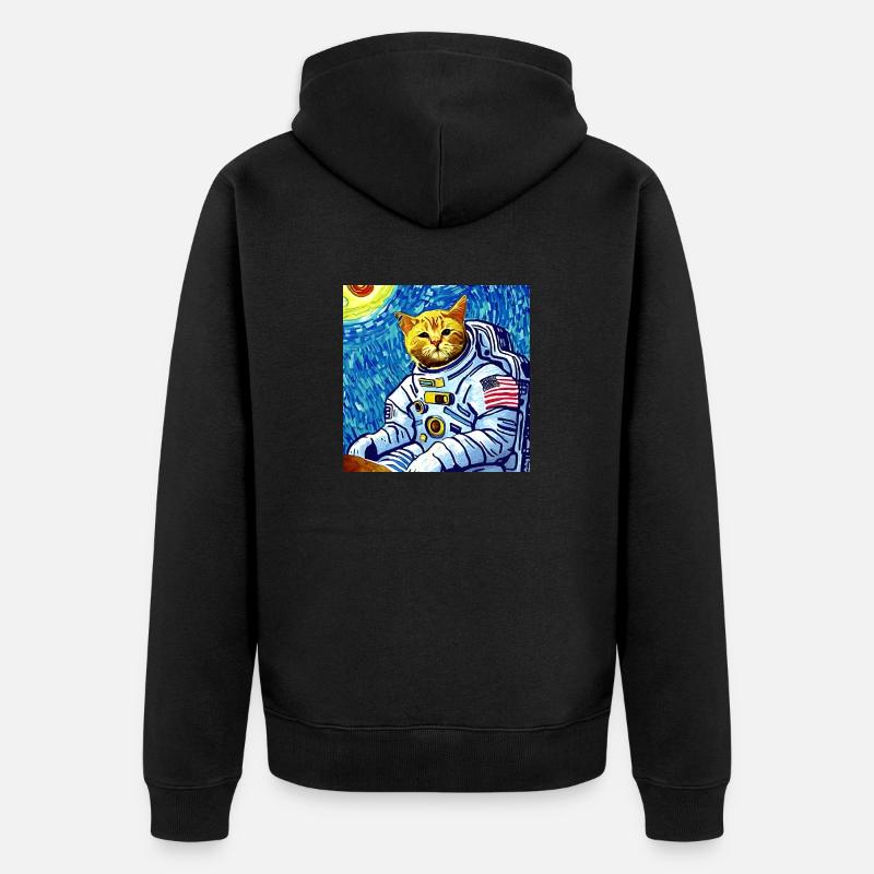 Chat astronaute Van gogh - Veste à capuche bio Premium Unisexe - noir