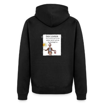 Lehrer witze - Unisex Premium Bio Zip Hoodie - Schwarz - Hinten - Nico (187cm)