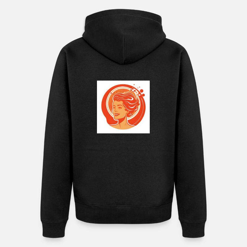 Frau Logo - Unisex Premium Bio Zip Hoodie - Schwarz