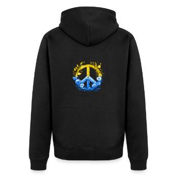 Floral Peace for Ukraine - Unisex Premium Organic Zip Hoodie - black - Back - Nico (187cm)