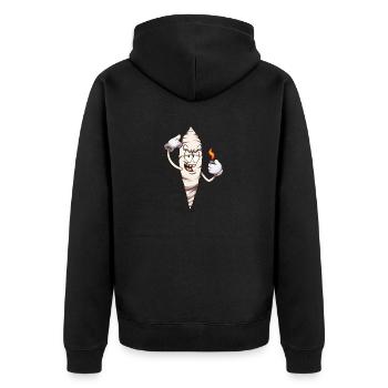 Lustiger Cartoon-Joint mit Feuerzeug - Unisex Premium Bio Zip Hoodie - Schwarz - Hinten - Nico (187cm)