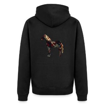 Pferd - Unisex Premium Bio Zip Hoodie - Schwarz - Hinten - Nico (187cm)