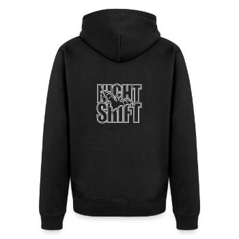 Night Shift Bat - Unisex Premium Bio Zip Hoodie - Schwarz - Hinten - Nico (187cm)