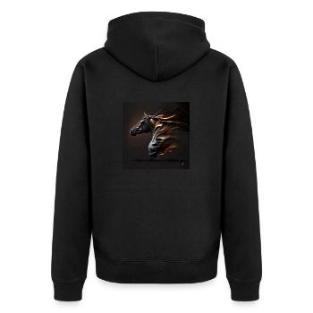Feuriges Pferd Nr. 12 - Unisex Premium Bio Zip Hoodie - Schwarz - Hinten - Nico (187cm)
