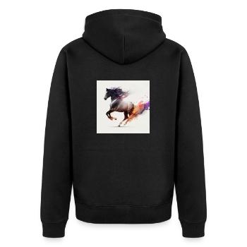 Feuriges Pferd Nr. 10 - Unisex Premium Bio Zip Hoodie - Schwarz - Hinten - Nico (187cm)