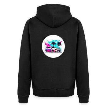 Miami Car 7 - Unisex Premium Organic Zip Hoodie - black - Back - Nico (187cm)
