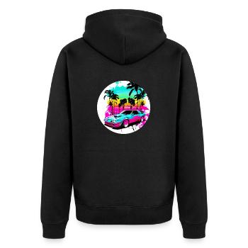 Miami Car 1 - Unisex Premium Organic Zip Hoodie - black - Back - Nico (187cm)