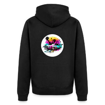Miami Car 3 - Unisex Premium Organic Zip Hoodie - black - Back - Nico (187cm)