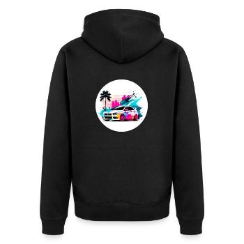 Miami Car 6 - Unisex Premium Organic Zip Hoodie - black - Back - Nico (187cm)