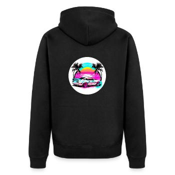 Miami Car 2 - Unisex Premium Organic Zip Hoodie - black - Back - Nico (187cm)