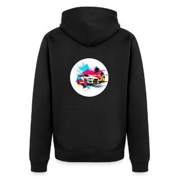 Miami Car 4 - Unisex Premium Organic Zip Hoodie - black - Back - Nico (187cm)