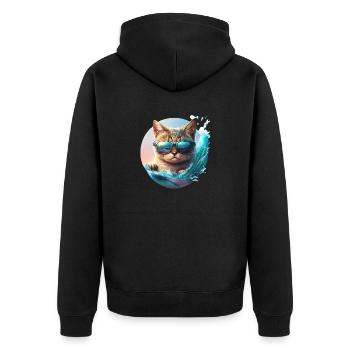 Chat de surf - Veste à capuche bio Premium Unisexe - noir - Dos - Nico (187cm)
