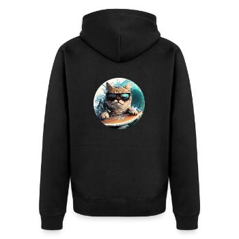 Chat de surf - Veste à capuche bio Premium Unisexe - noir - Dos - Nico (187cm)
