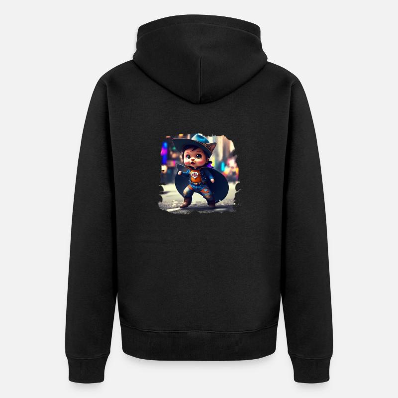 Super Katze - Unisex Premium Bio Zip Hoodie - Schwarz