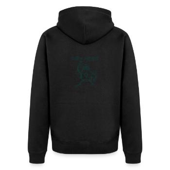 Daruma Roboter (schwarz und weiß) - Unisex Premium Bio Zip Hoodie - Schwarz - Hinten - Nico (187cm)