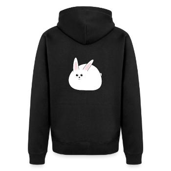 Dicker, süßer Weiße Hase, Ostern - Unisex Premium Bio Zip Hoodie - Schwarz - Hinten - Nico (187cm)