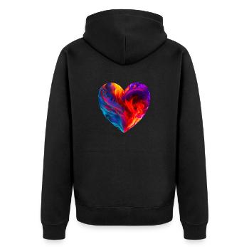 Cœur coloré avec feu - Veste à capuche bio Premium Unisexe - noir - Dos - Nico (187cm)