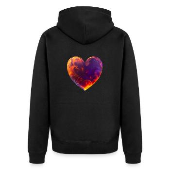 Cœur coloré avec feu - Veste à capuche bio Premium Unisexe - noir - Dos - Nico (187cm)