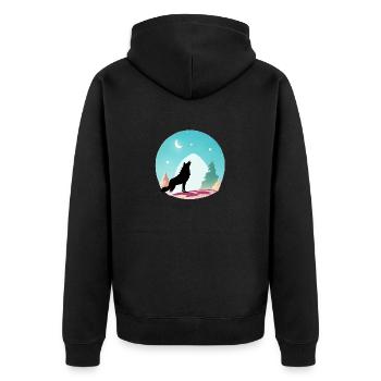 Wolf - Unisex Premium Bio Zip Hoodie - Schwarz - Hinten - Nico (187cm)
