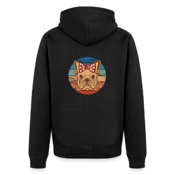 Französische Bulldogge Mädchen Hundekopf Rainbow - Unisex Premium Bio Zip Hoodie - Schwarz - Hinten - Nico (187cm)