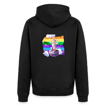 Pride mal anders - Unisex Premium Bio Zip Hoodie - Schwarz - Hinten - Nico (187cm)