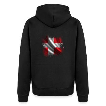 Dänemark Kopenhagen Dänisch Skandinavien Flagge Dansk - Unisex Premium Bio Zip Hoodie - Schwarz - Hinten - Nico (187cm)