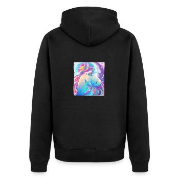 Einhorn Mädchen Fabeltier Einhörner Unicorn - Unisex Premium Bio Zip Hoodie - Schwarz - Hinten - Nico (187cm)