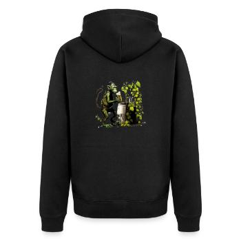 Cool hobby brewer, the funny chimpanzee - Unisex Premium Organic Zip Hoodie - black - Back - Nico (187cm)