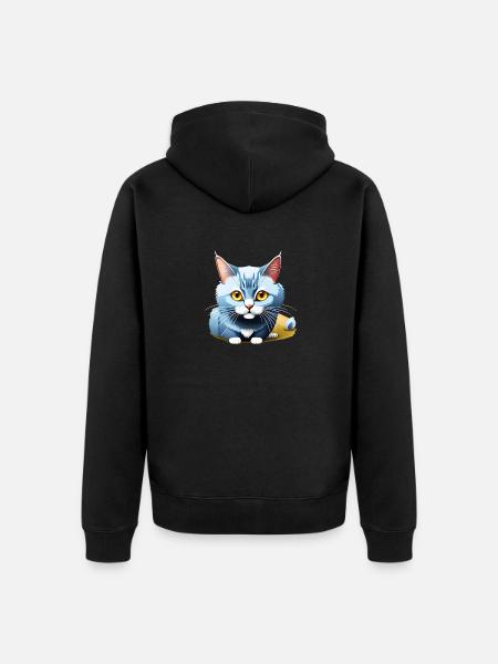 Blue Kitten - Unisex Premium Organic Zip Hoodie - black