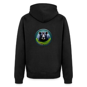 Braunbär im Wald - Unisex Premium Bio Zip Hoodie - Schwarz - Hinten - Nico (187cm)