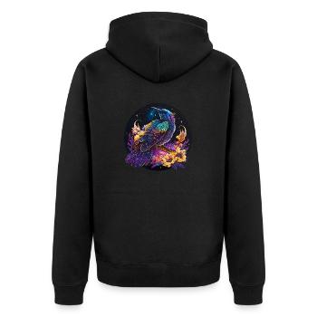 Oiseau de nuit, merle, rossignol, fleurs, en détresse - Veste à capuche bio Premium Unisexe - noir - Dos - Nico (187cm)