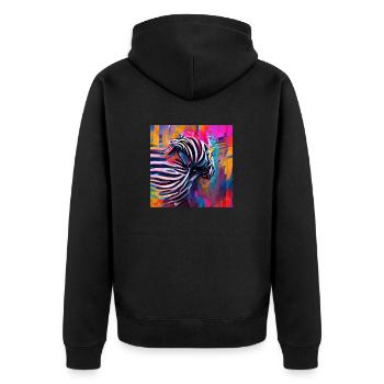 Abstract Rushing Zebra - Unisex Premium Organic Zip Hoodie - black - Back - Nico (187cm)