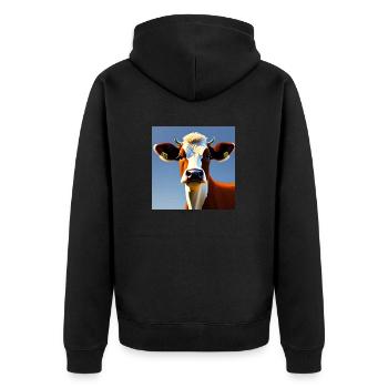 Vache brune et blanche - Veste à capuche bio Premium Unisexe - noir - Dos - Nico (187cm)