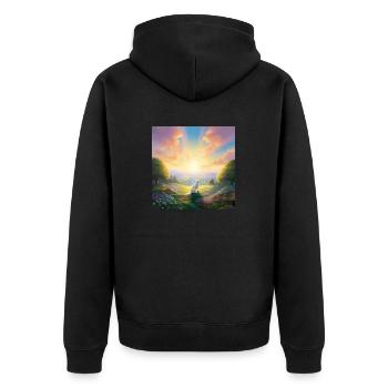 Hund im Himmel - Vierbeiner verlässt die Welt - Unisex Premium Bio Zip Hoodie - Schwarz - Hinten - Nico (187cm)