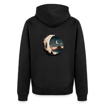Camping avec une tente au clair de lune - Veste à capuche bio Premium Unisexe - noir - Dos - Nico (187cm)