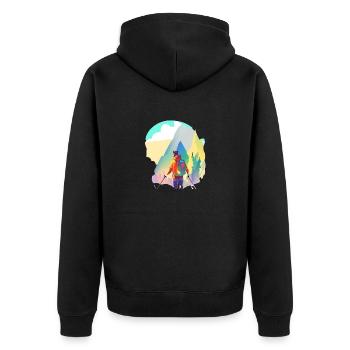 Wandern Bergwandern Bergwanderer Wanderung - Unisex Premium Bio Zip Hoodie - Schwarz - Hinten - Nico (187cm)