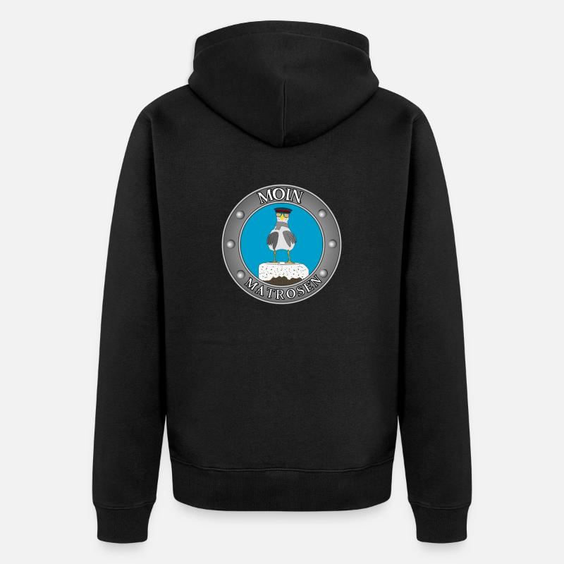 Möwe Poller - Unisex Premium Bio Zip Hoodie - Schwarz