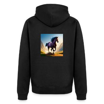 Galloping horse in sand - Unisex Premium Organic Zip Hoodie - black - Back - Nico (187cm)