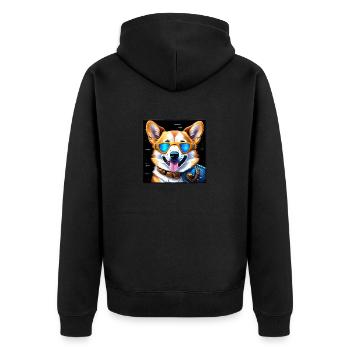 Corgi futuriste - Veste à capuche bio Premium Unisexe - noir - Dos - Nico (187cm)
