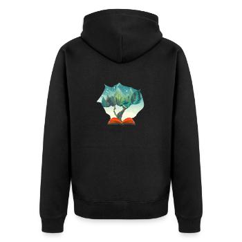 Buch Lesen Leser Buchliebhaber Bücher Geschenk - Unisex Premium Bio Zip Hoodie - Schwarz - Hinten - Nico (187cm)