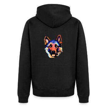 Hundehalter Schäferhund Hund Hundebesitzer Hunde - Unisex Premium Bio Zip Hoodie - Schwarz - Hinten - Nico (187cm)
